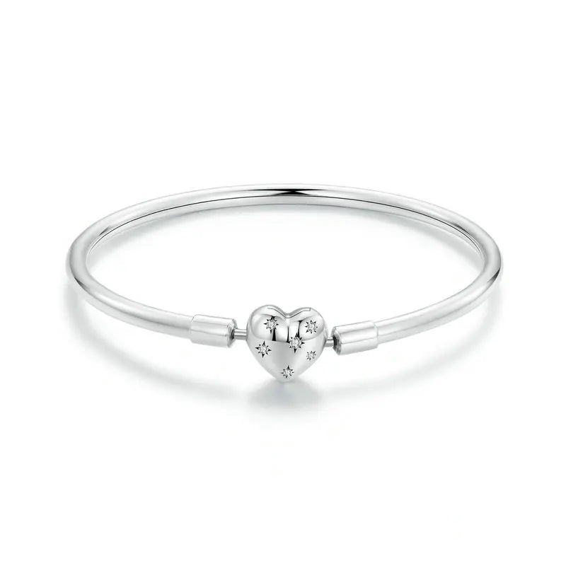 Sterling Silver Starry Zircon Love Bracelet for Women