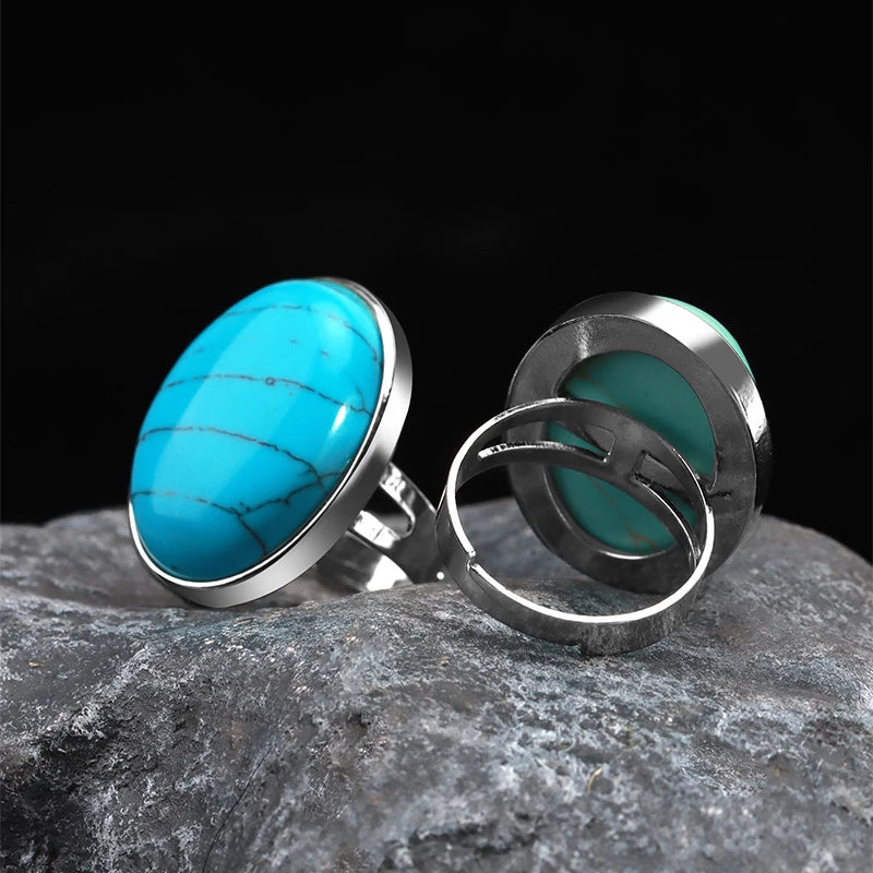 Natural Gemstone Reiki Ring for Men & Women – Quartz & Obsidian