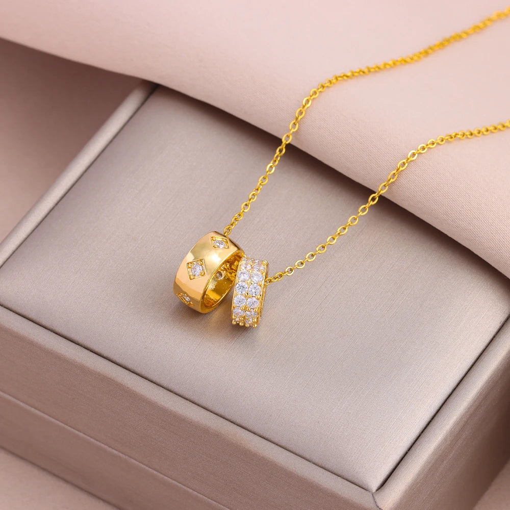 Gold Plated Stainless Steel Necklace for Women – Pendant Clavicle Chain