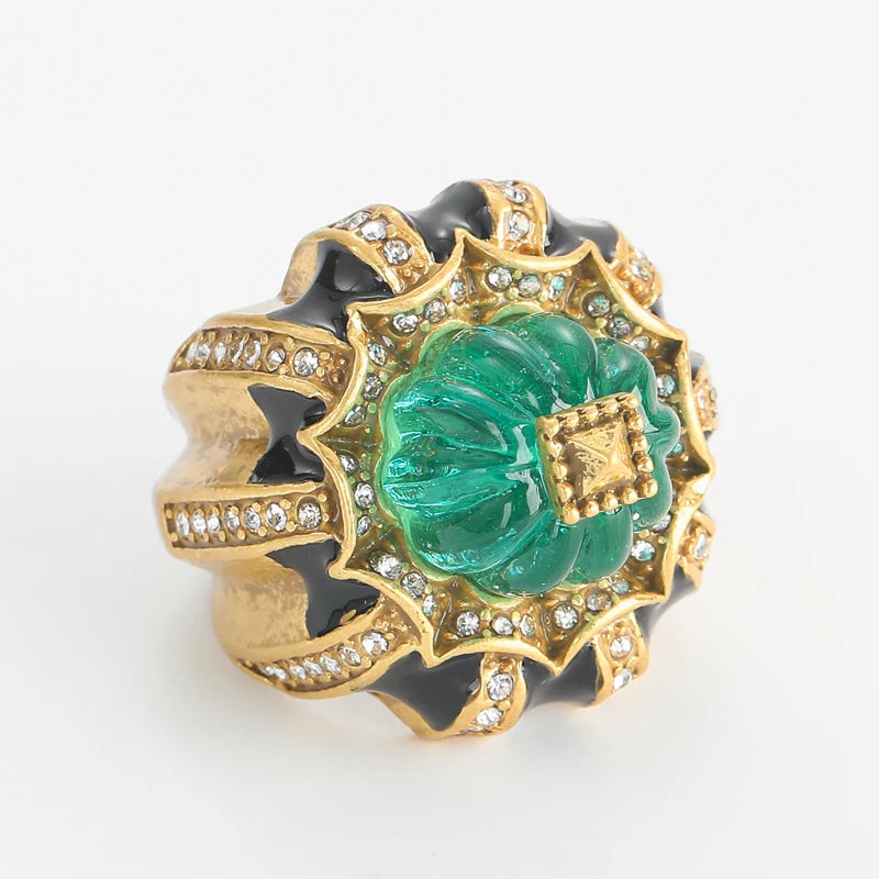 Pumpkin Blue Crystal Open Ring – Vintage Halloween Jewelry