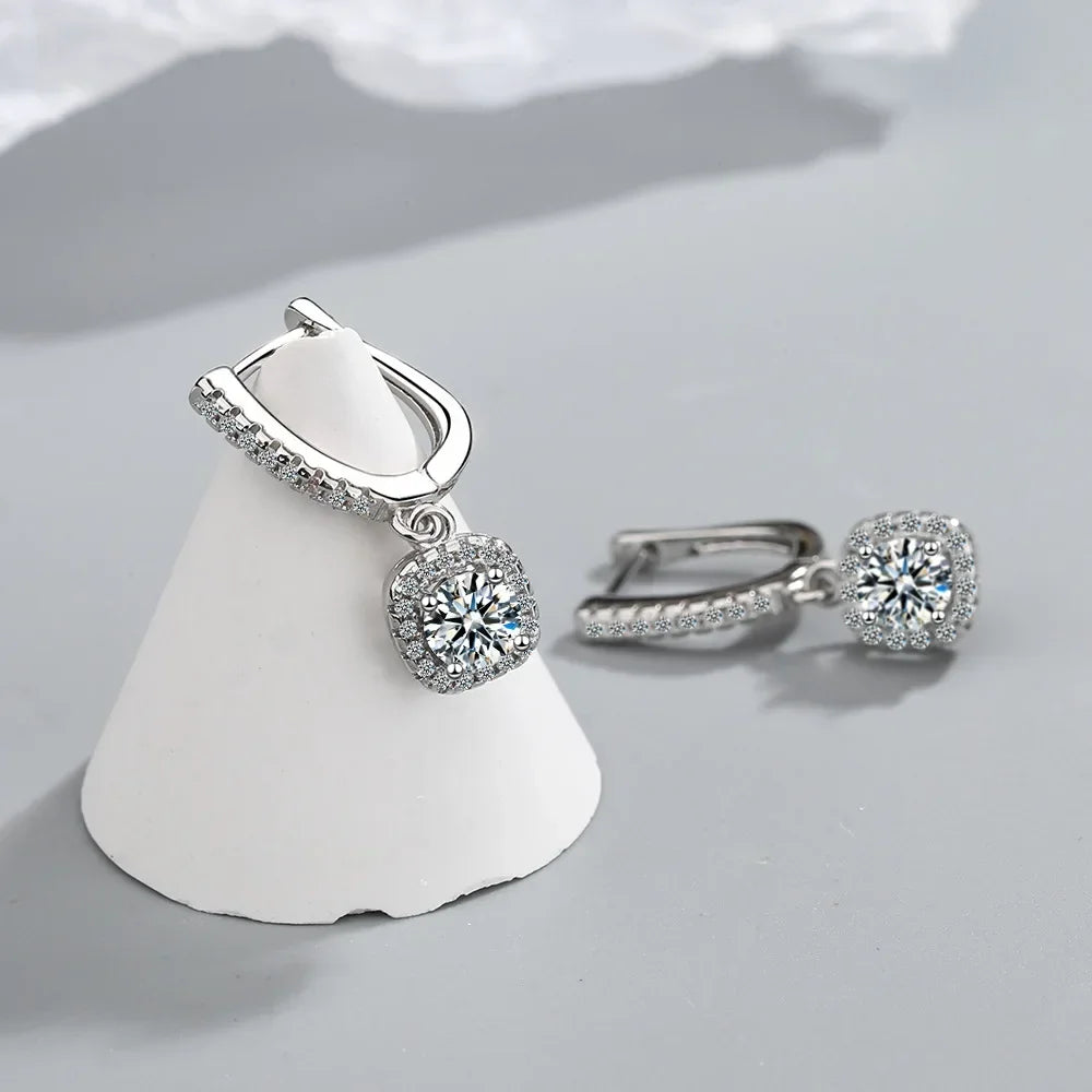 Dainty Moissanite Huggie Hoops – Lab Created Diamond, Sterling Silver