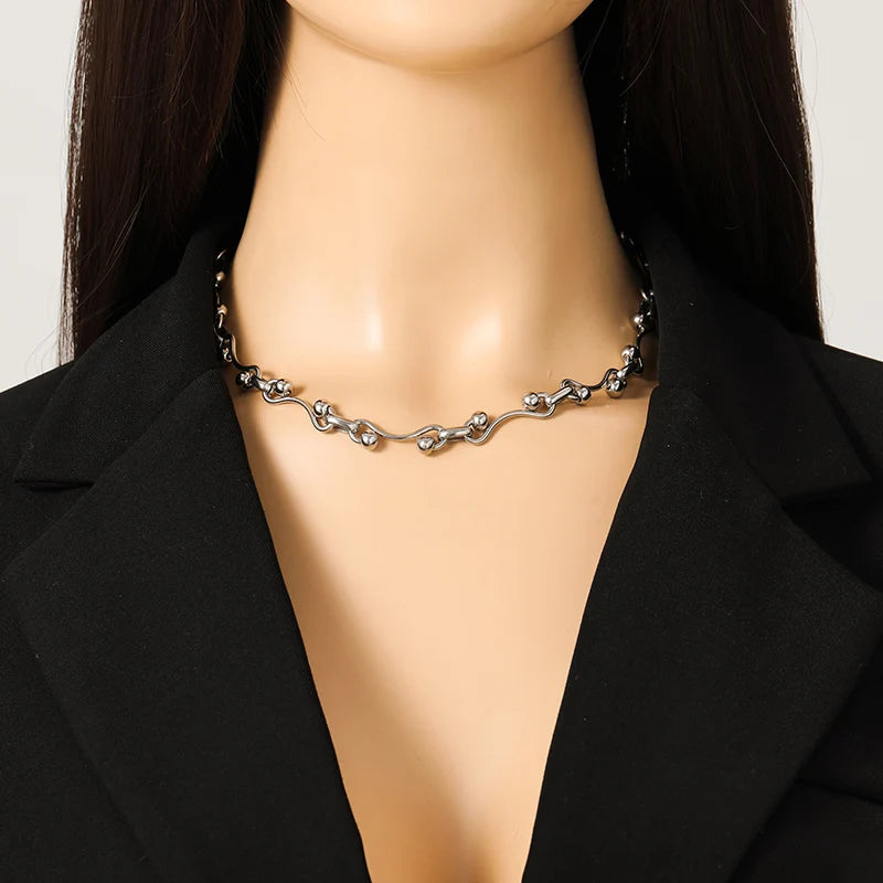 Silver Stainless Steel Bead Chain Necklace for Women – Rust-Proof Jewelry Gift