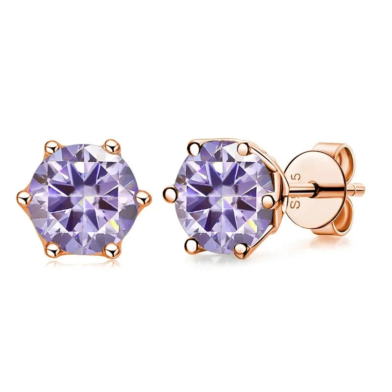 Wedding Moissanite Stud Earrings – Lab Created Diamond, Gold Plated Silver