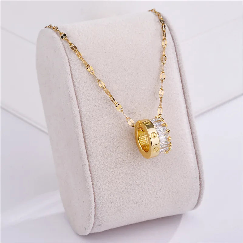 Pendant Stainless Steel Necklace – Korean Fashion for Women
