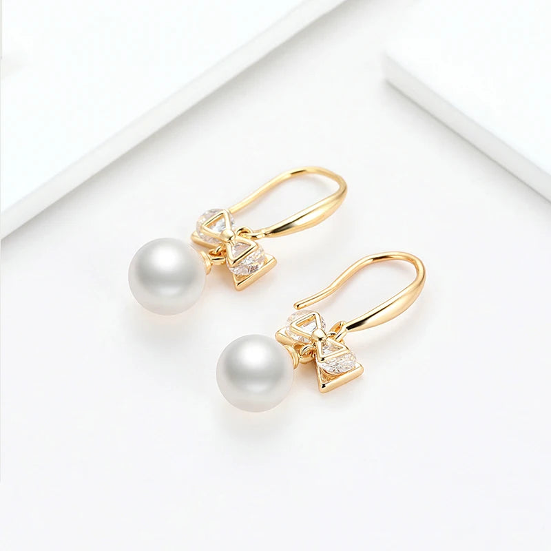 Butterfly Bow Pearl Dangle Earrings for Women Luxury Jewelry Gift