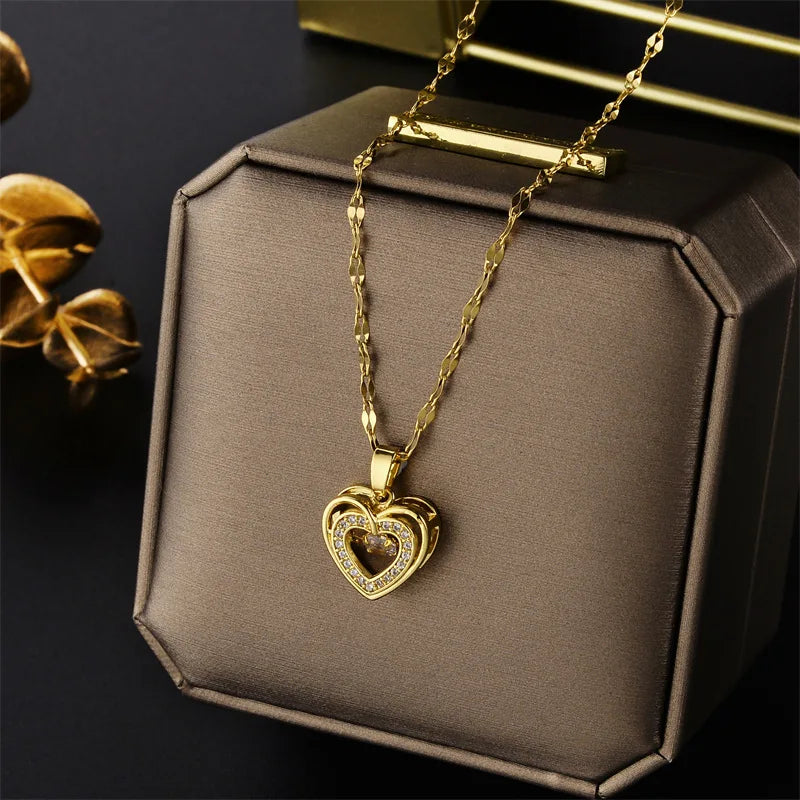 Luxury Zircon Crystal Pendant Necklace – Korean Fashion for Women