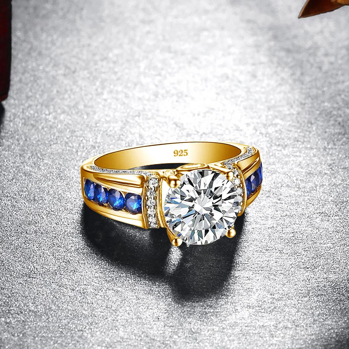 Luxury Moissanite Engagement and Wedding Ring in Sterling Silver