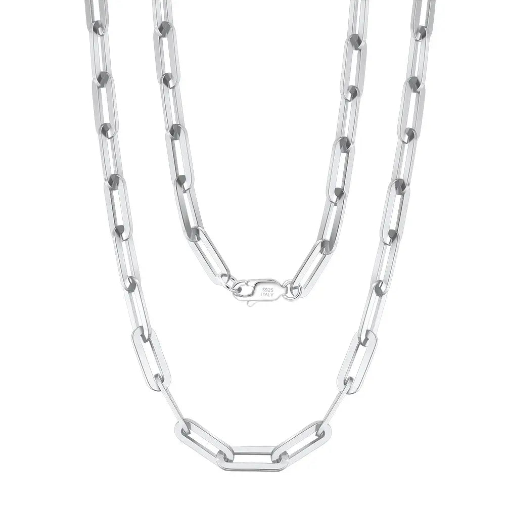 Classic Sterling Silver Paperclip Chain Necklace Unisex Jewelry