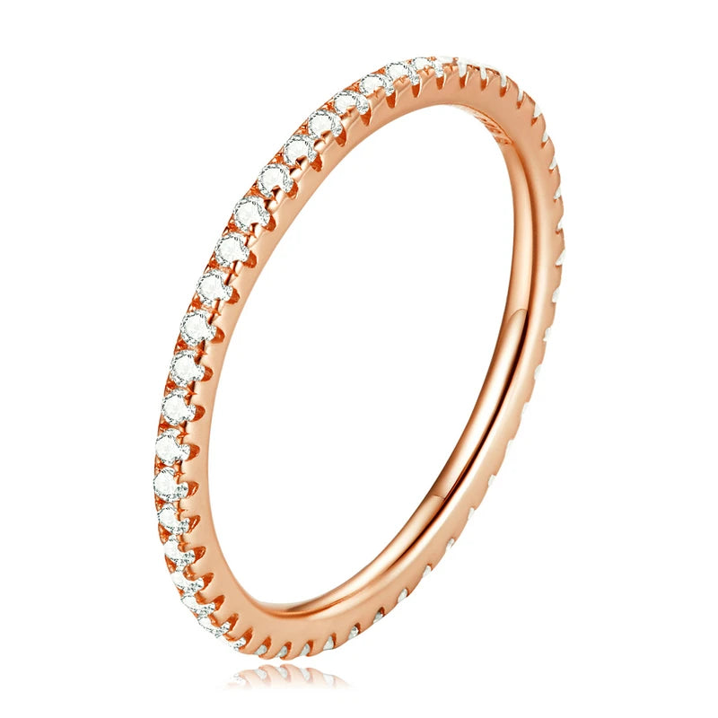Gold Plated Sterling Silver Simulated Diamond Stackable Rings