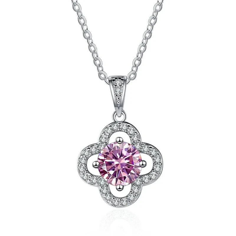 1 Carat Moissanite Pendant Necklace – D Color, 925 Silver