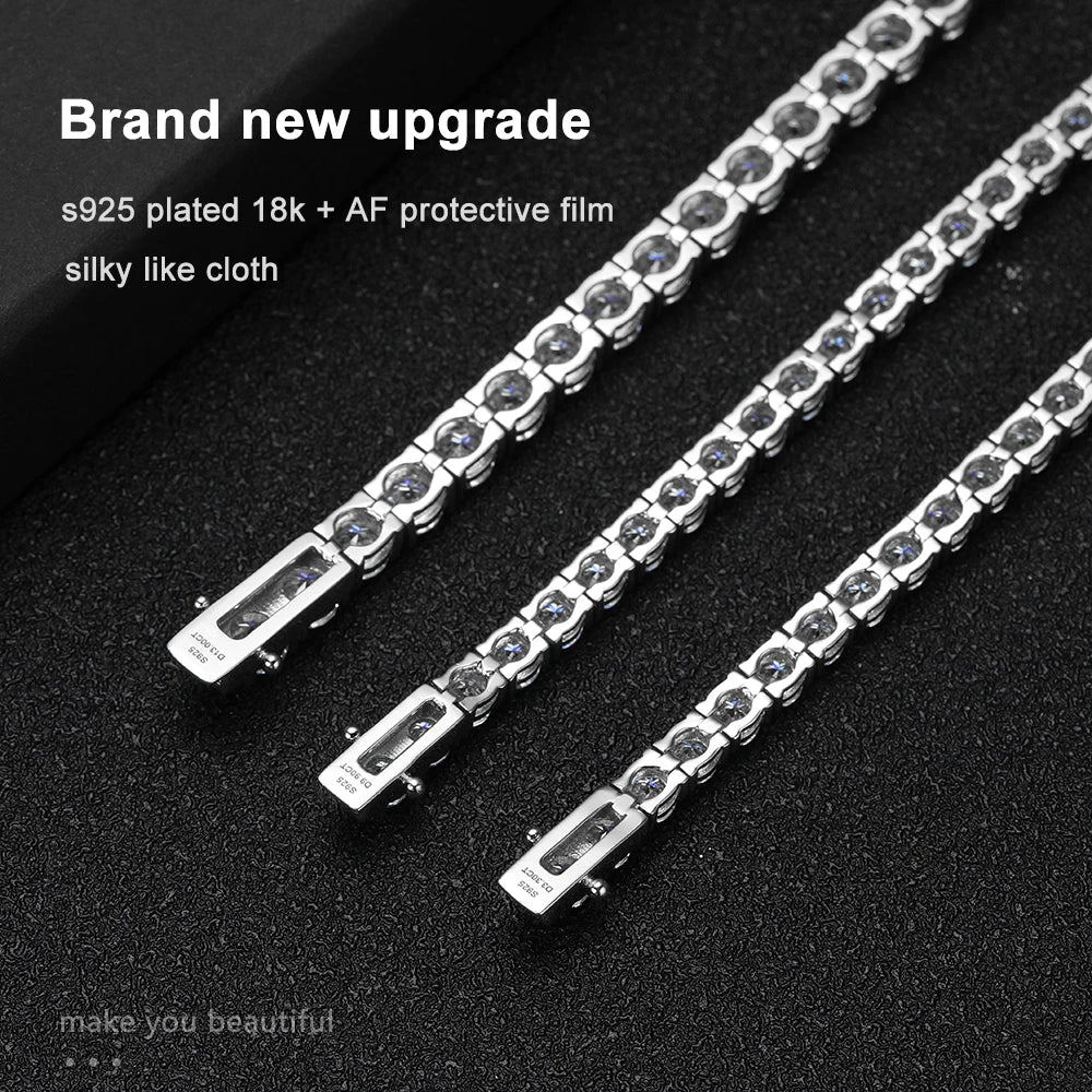 Moissanite Tennis Bracelet – 18k White Gold Silver GRA