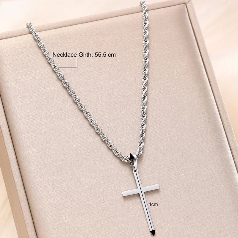 Steel Cross Pendant Necklace – Minimalist Gold Jewelry for Men & Women