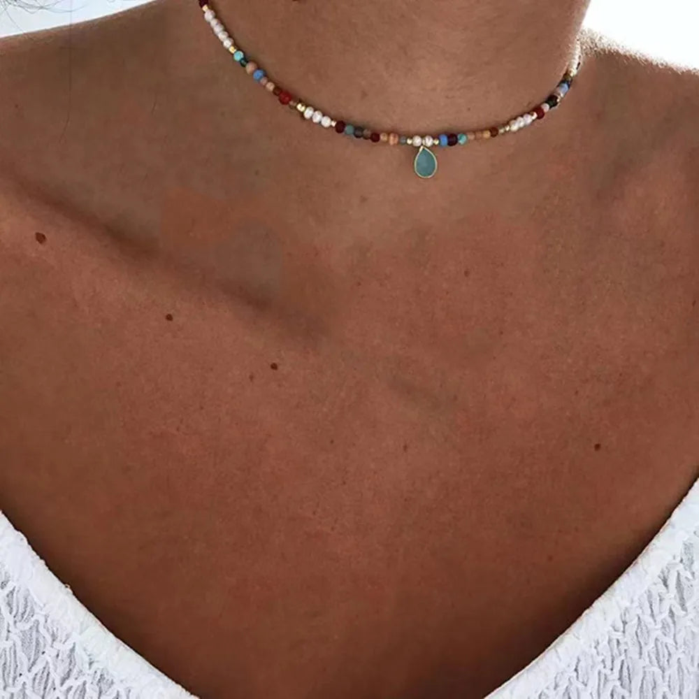 Bohemian Multilayer Crystal Drop Necklace for Women