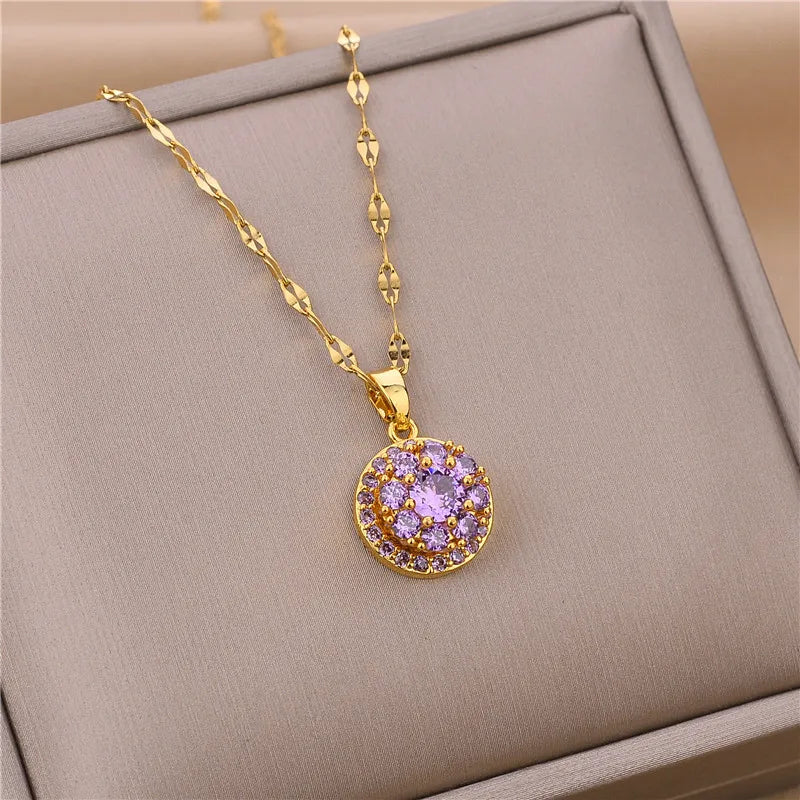 Pendant Stainless Steel Necklace – Korean Fashion for Women