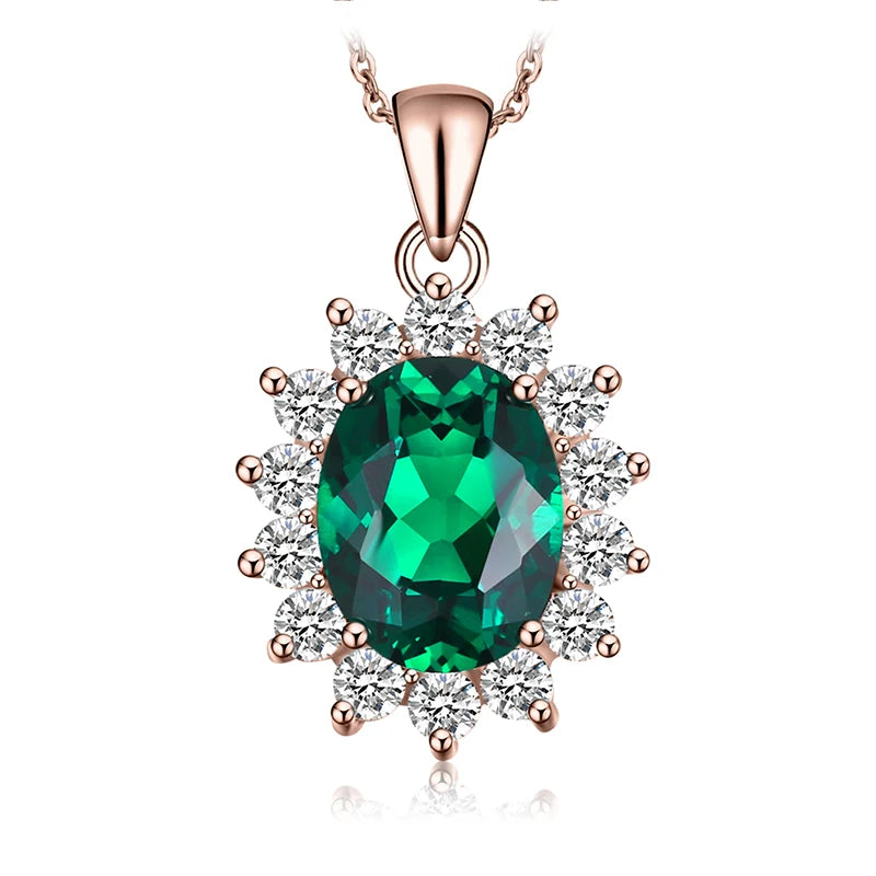 Diana Blue Sapphire Ruby Emerald Pendant – Sterling Silver (No Chain)
