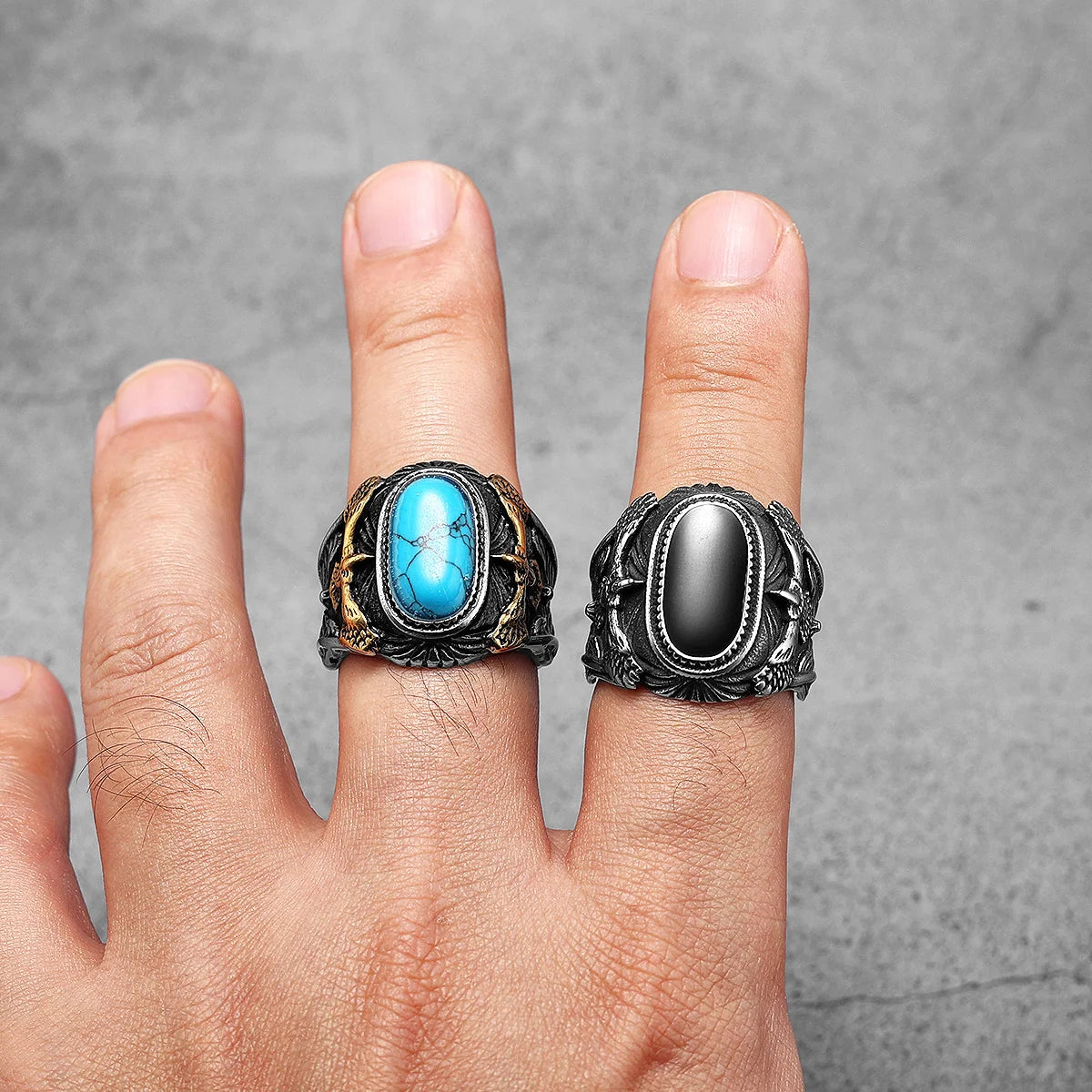 Soar Gemstone Eagle Ring – Punk Stainless Steel Jewelry
