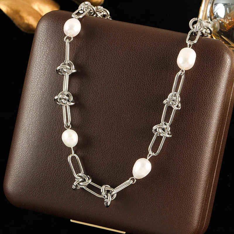 Silver Stainless Steel Bead Chain Necklace for Women – Rust-Proof Jewelry Gift