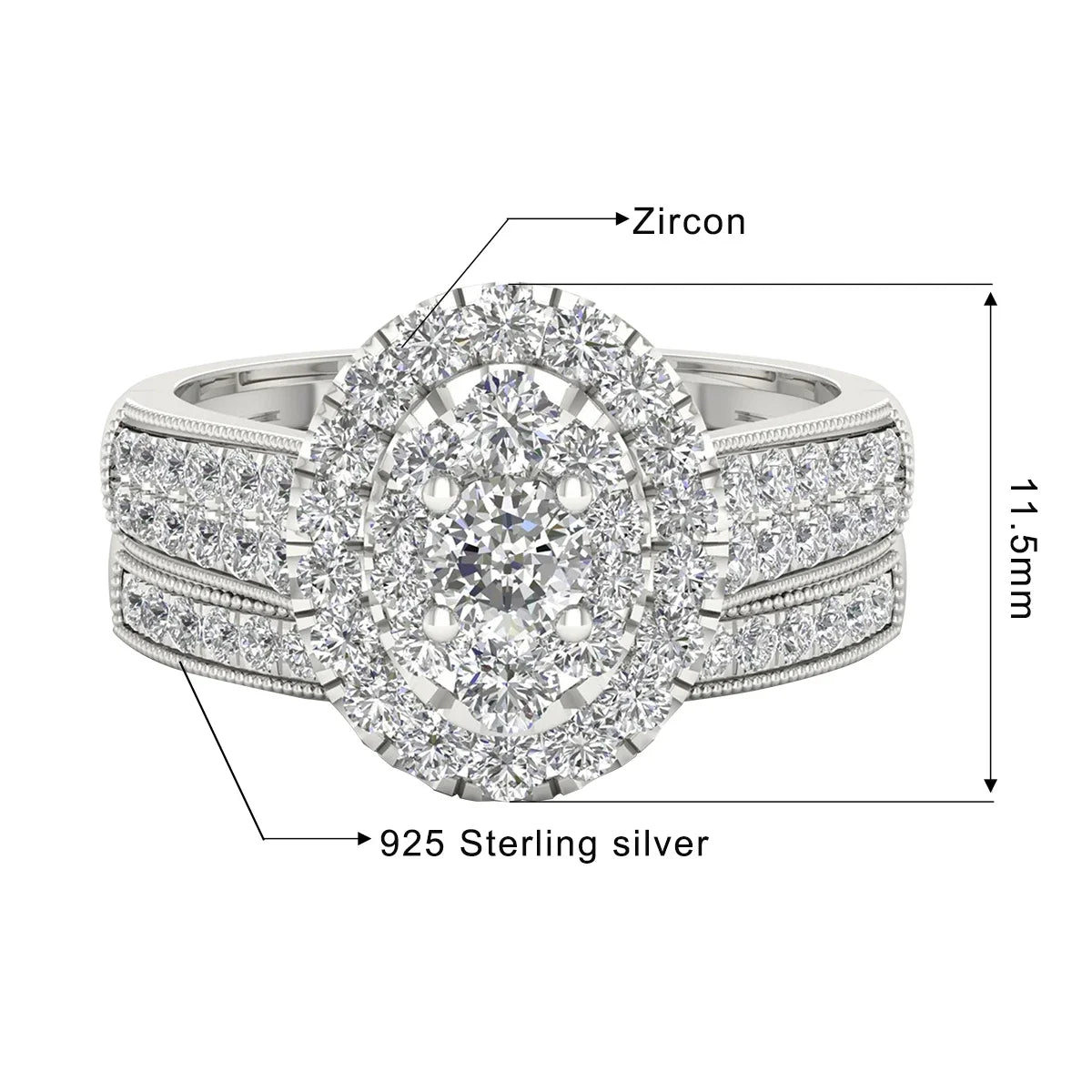 Luxury Moissanite Engagement and Wedding Ring Set in Sterling Silver