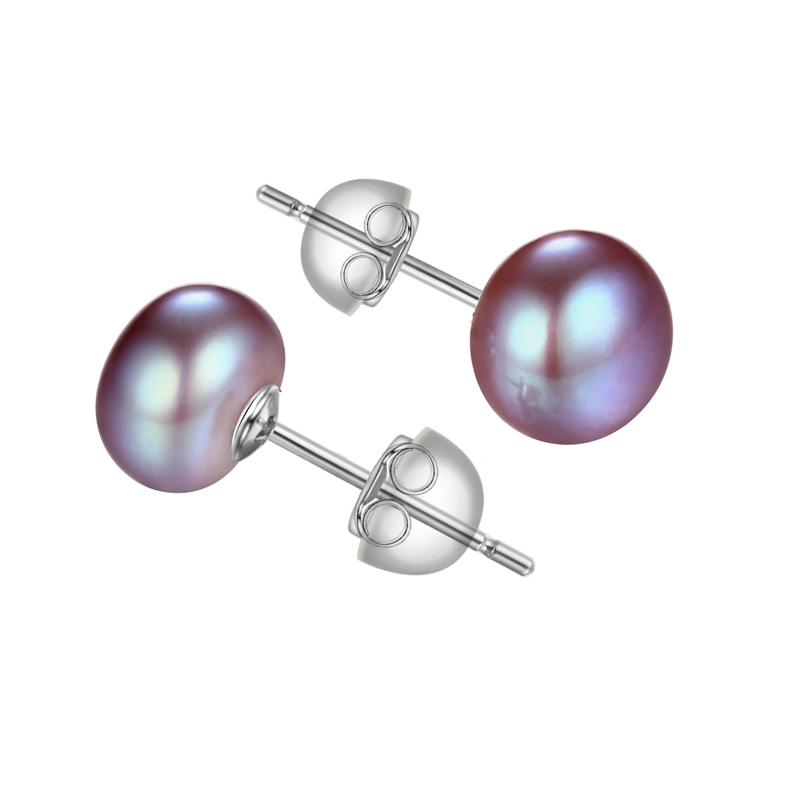 Natural Freshwater Pearl Stud Earrings in Sterling Silver