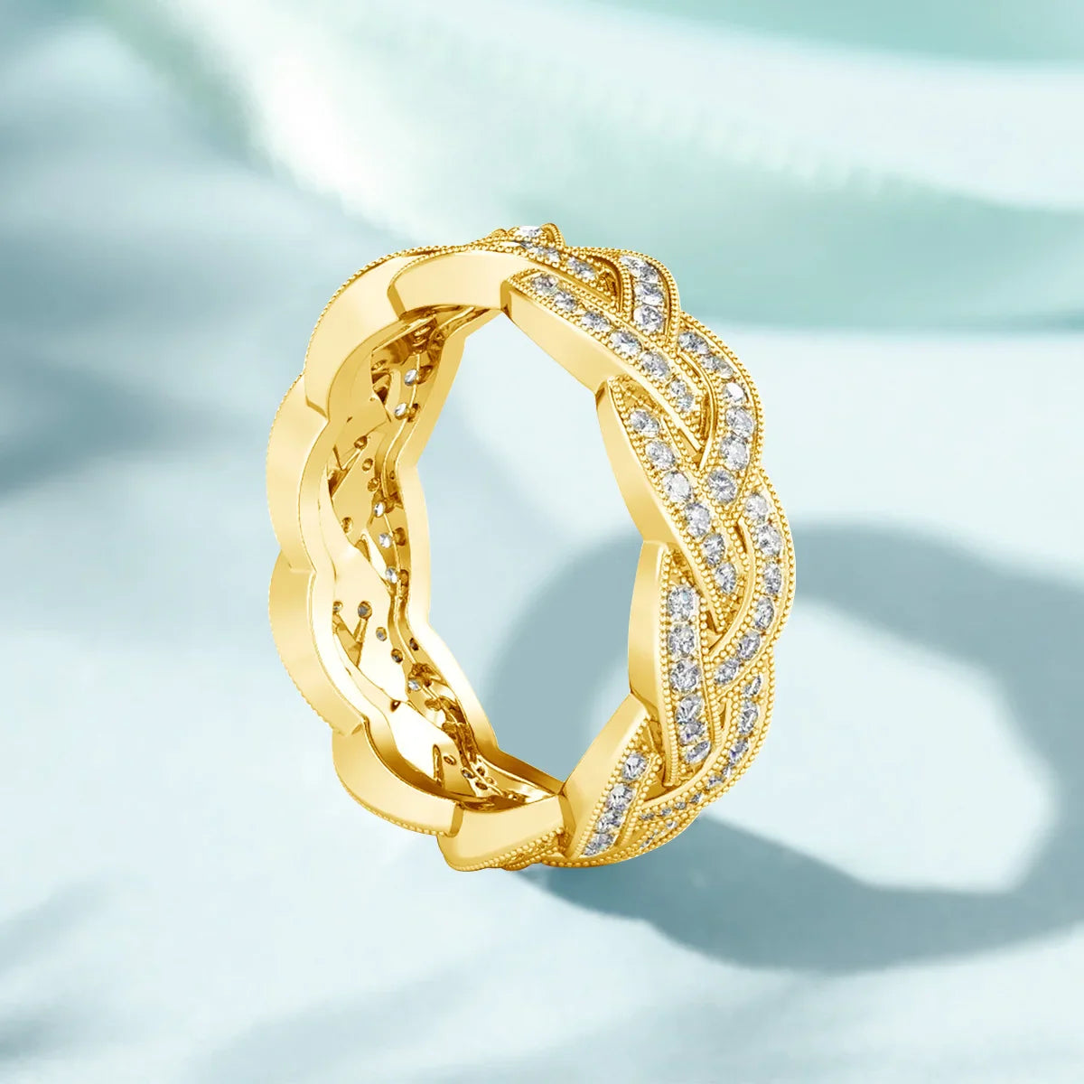 Luxury Moissanite Engagement and Wedding Ring – Elegant Cuban Chain Design