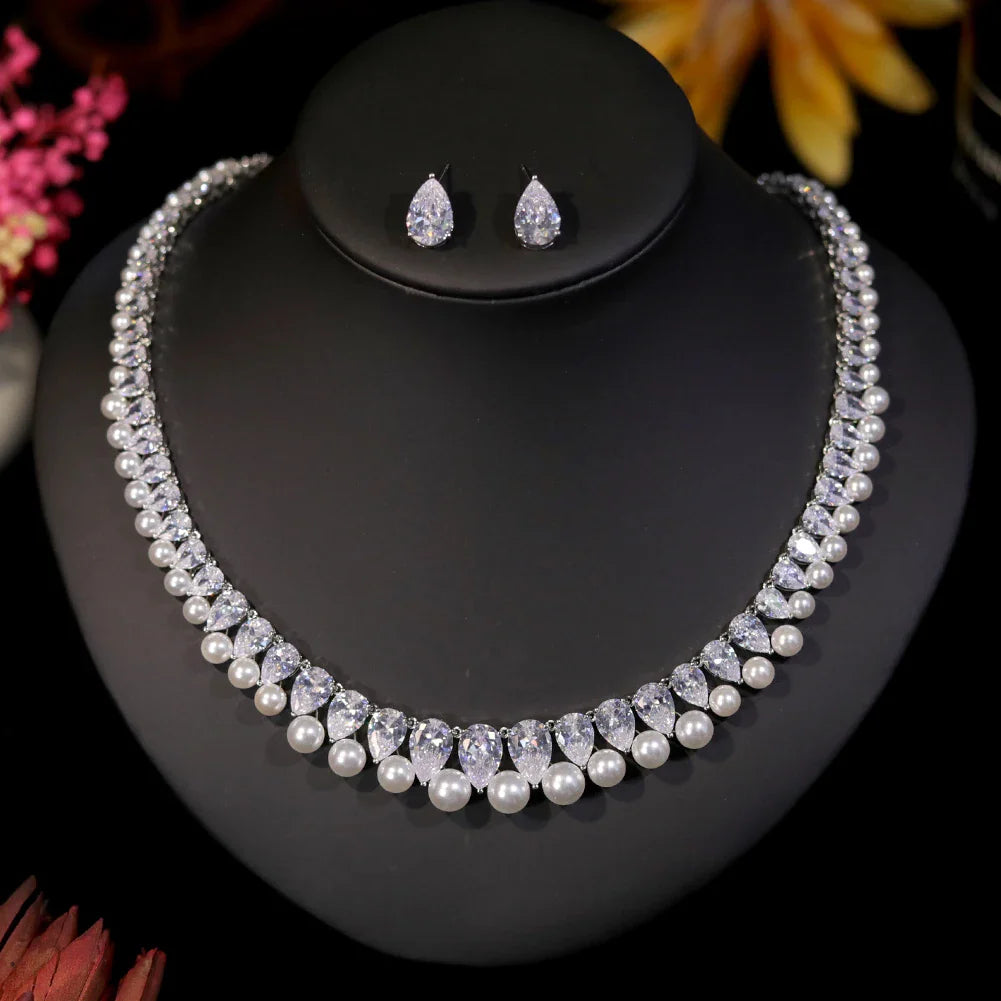 Pearl Choker Necklace Set for Women Bridal Wedding Jewelry Bridesmaid Gift