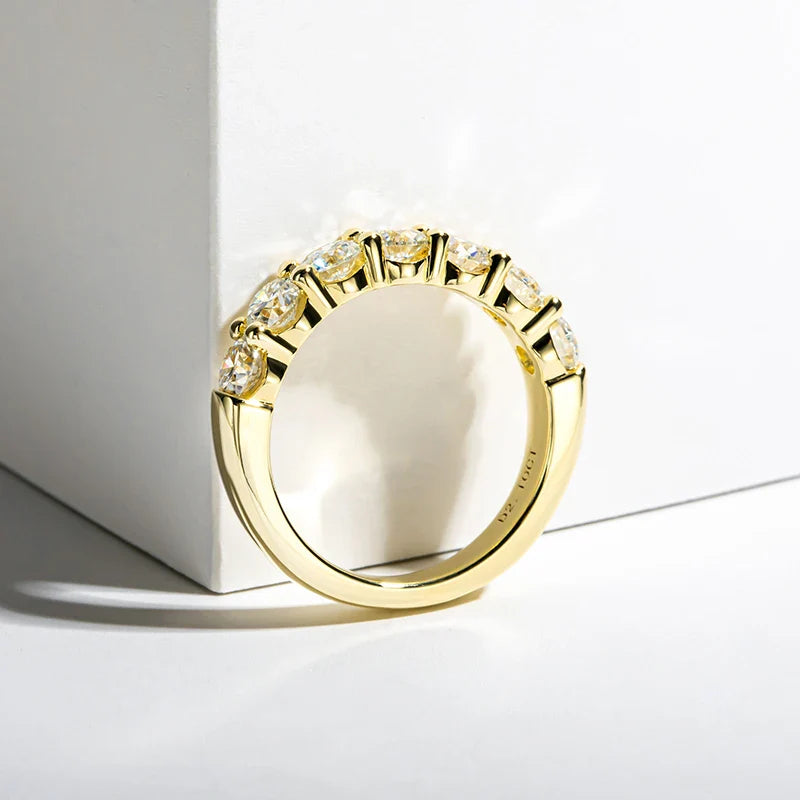 Luxury Moissanite Engagement and Wedding Ring in Sterling Silver with Gold Finish