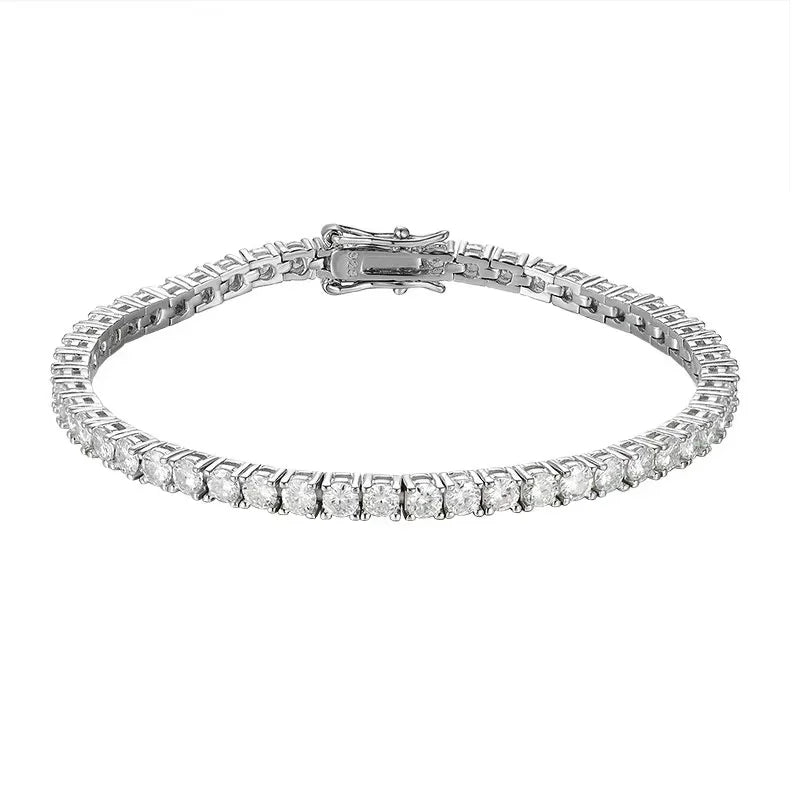Moissanite Tennis Bracelet in White Gold Plated Sterling Silver
