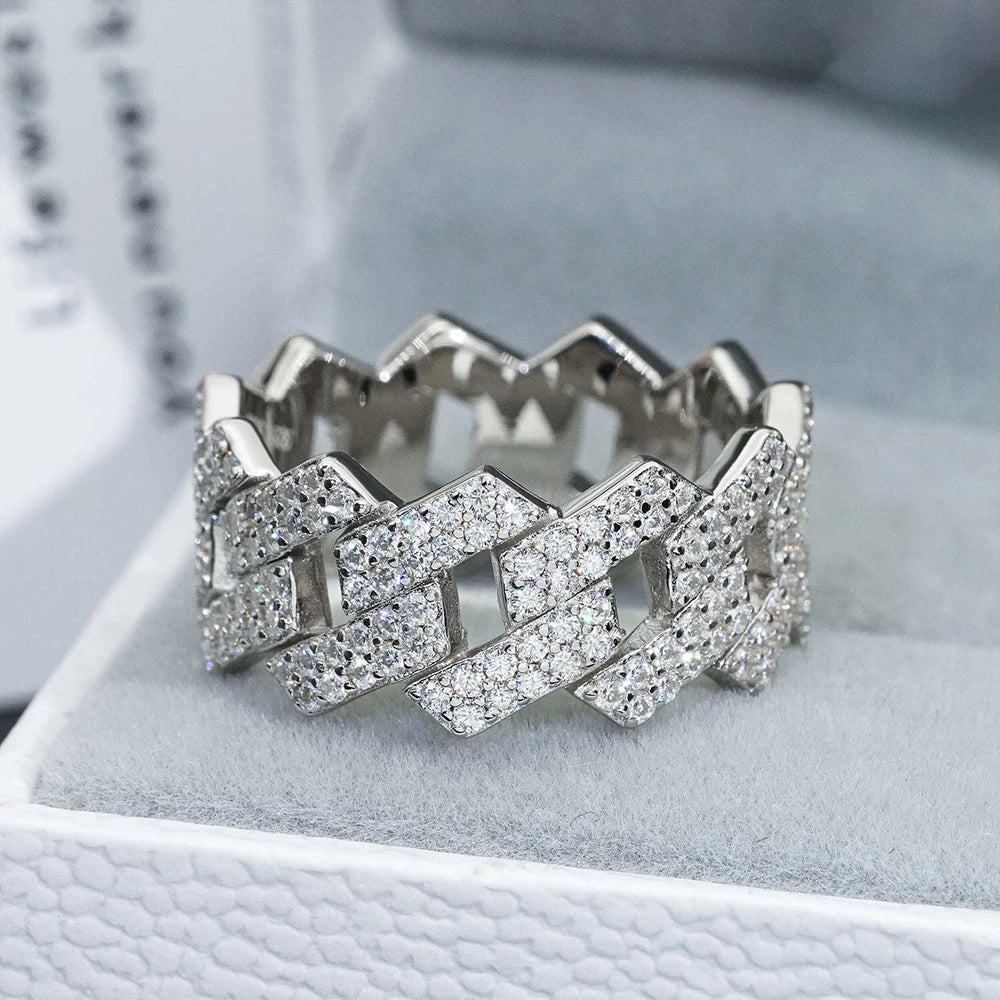 Luxury Moissanite Engagement and Wedding Ring Band in Silver