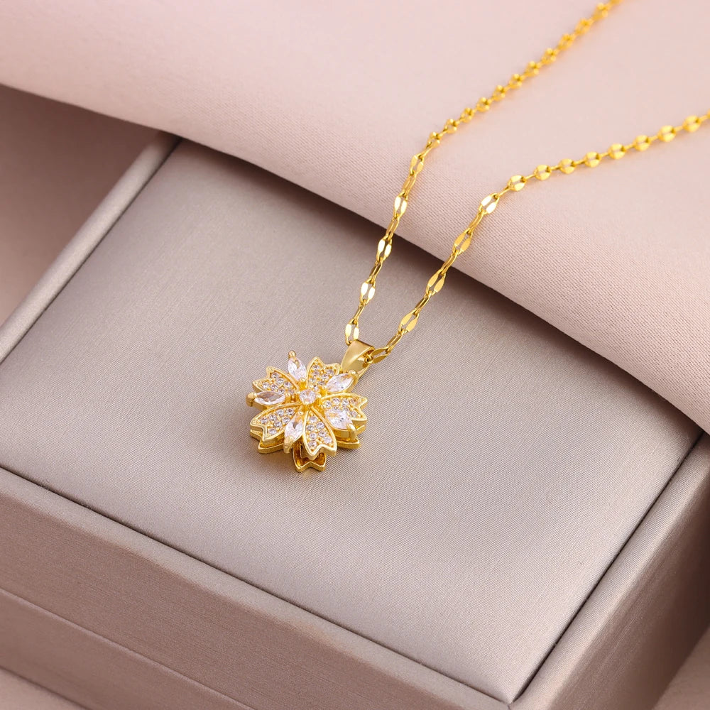Gold Plated Stainless Steel Necklace for Women – Pendant Clavicle Chain