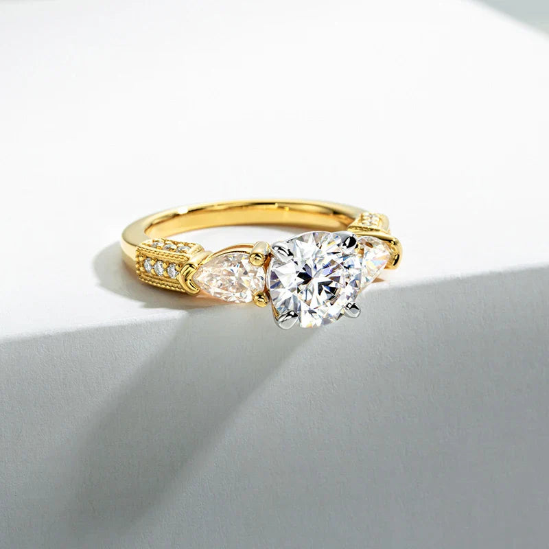 Luxury Moissanite Engagement and Wedding Ring in Sterling Silver