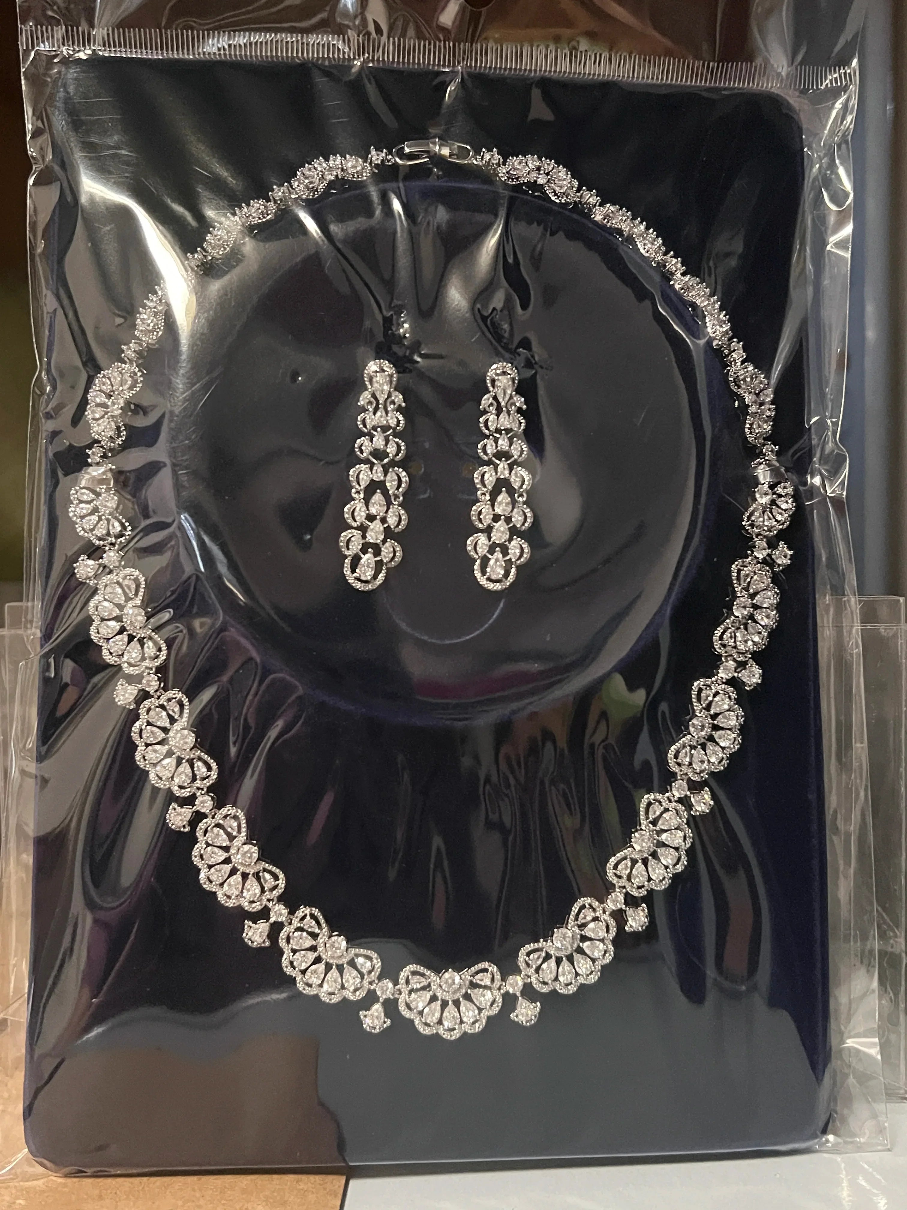 New Nigeria 2pcs Bridal Zirconia Jewelry Set Luxury Dubai Necklace Gift for Women