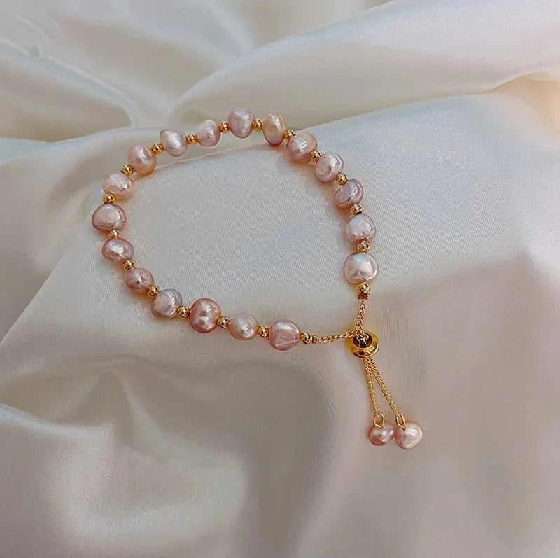 Retro Light Luxury Pearl Zircon Circle Bracelet for Women