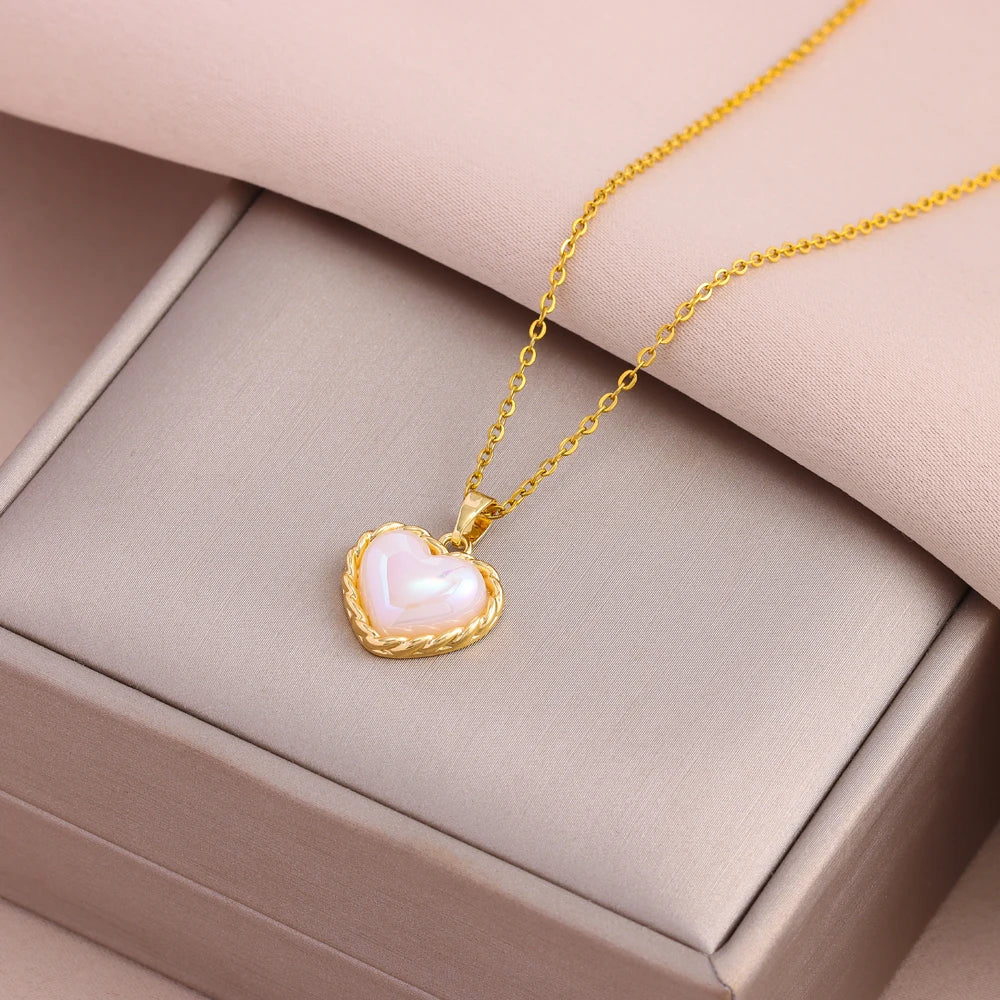 Gold Plated Stainless Steel Necklace for Women – Pendant Clavicle Chain