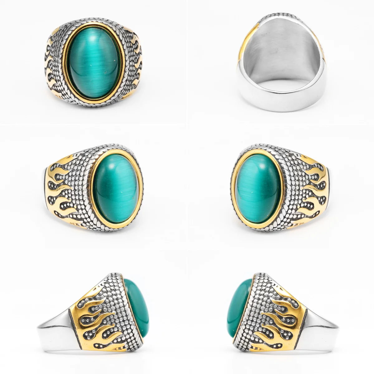 Luxury Emerald Rhinestone Ring for Men – Stainless Steel