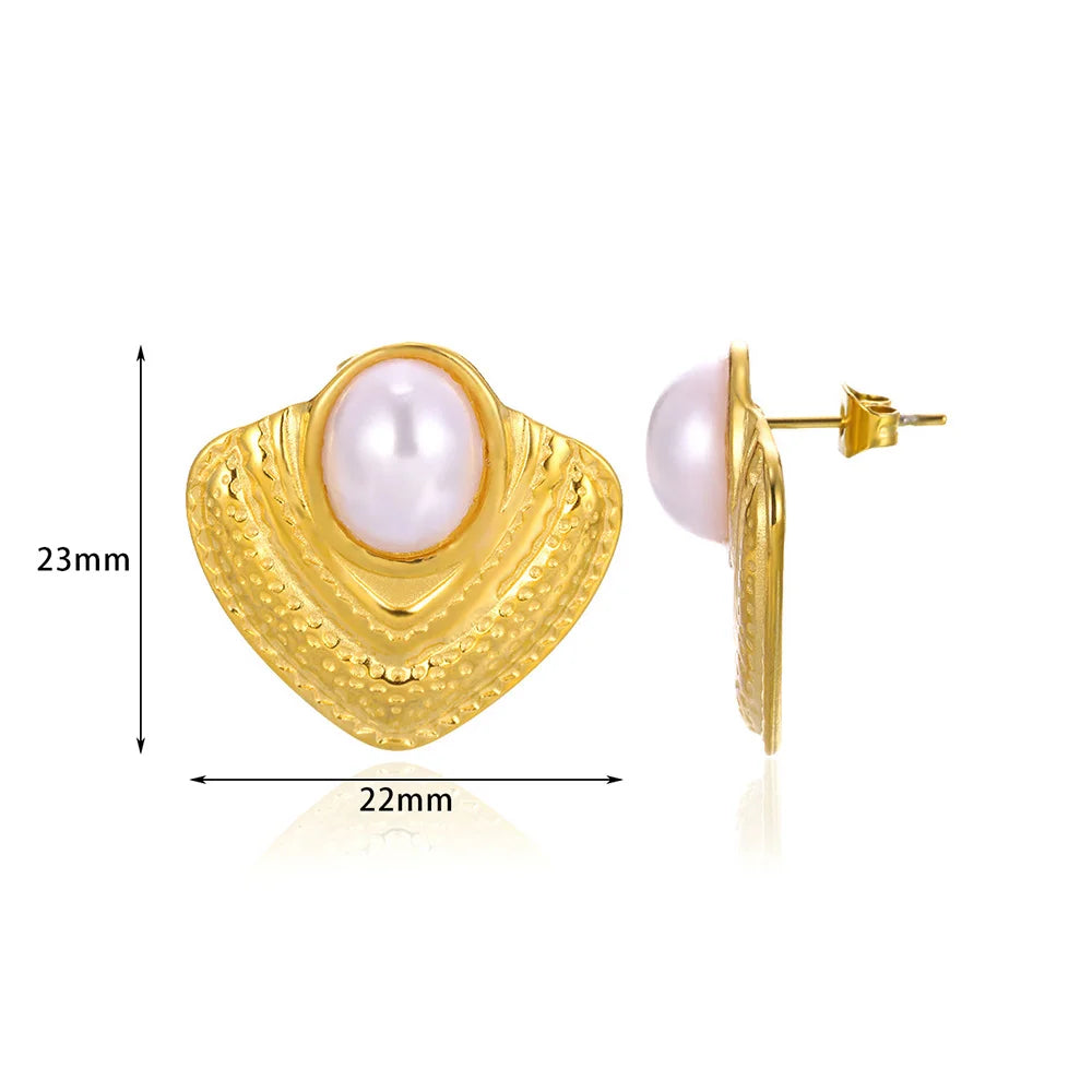 Baroque Pearl Circle Earrings for Women – Vintage Punk Clip-On