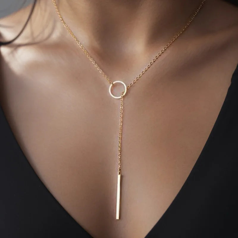 Steel Cross Pendant Necklace – Minimalist Gold Jewelry for Men & Women