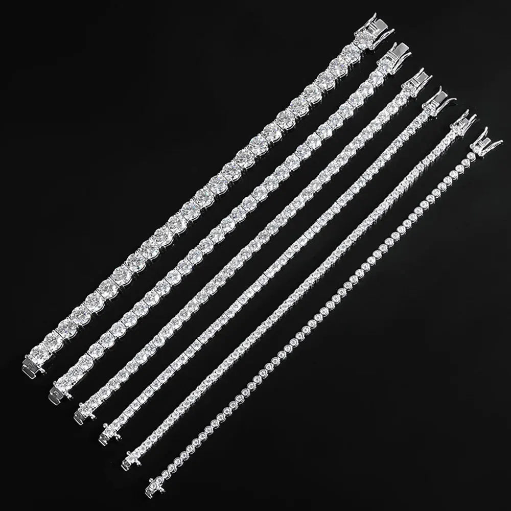 Moissanite Tennis Bracelet in White Gold Plated Sterling Silver