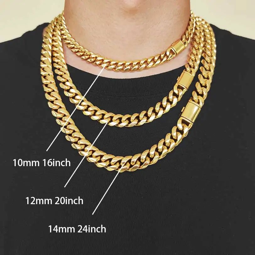 Men’s Heavy Miami Cuban Link Chain Necklace Stainless Steel Durable