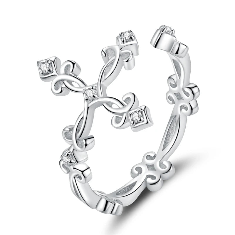 Women’s Adjustable Sterling Silver Zircon Stackable Engagement Ring