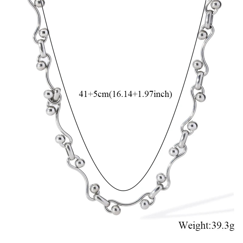 Silver Stainless Steel Bead Chain Necklace for Women – Rust-Proof Jewelry Gift