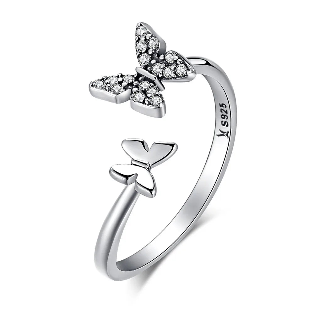 Women’s Adjustable Sterling Silver Zircon Stackable Engagement Ring