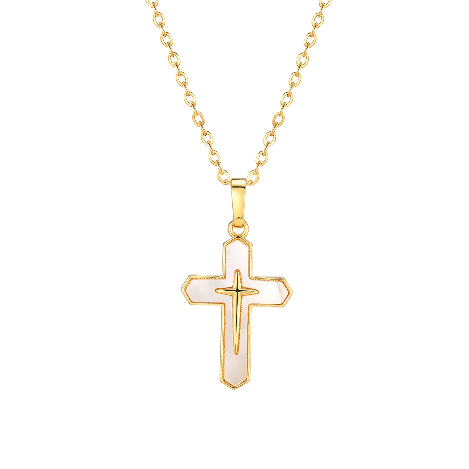 Gold Plated Christian Cross Necklace for Women