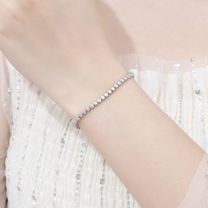 Moissanite Tennis Bracelet White Gold Plated Sterling Silver