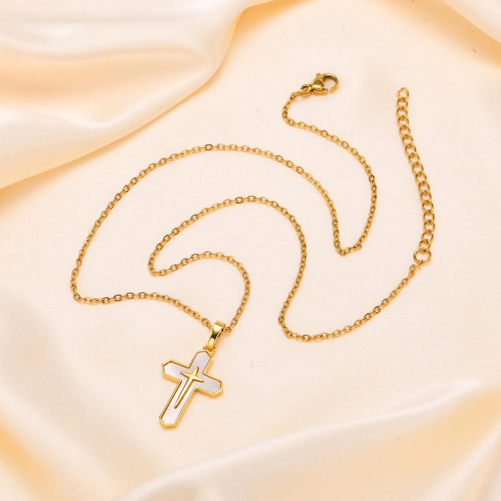 Gold Plated Christian Cross Necklace for Women