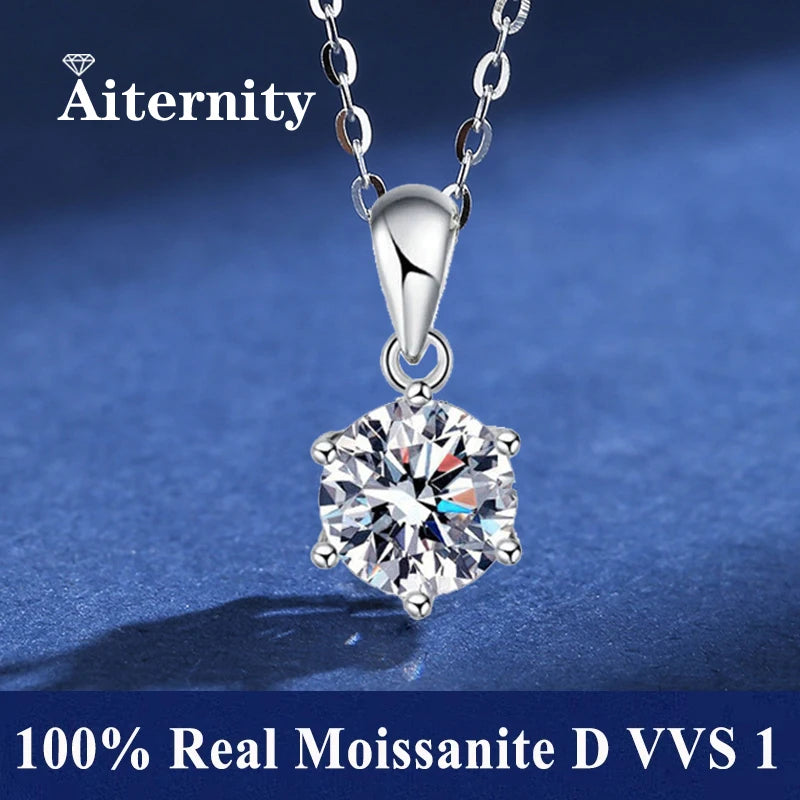 1ct Moissanite Square Necklace – 925 Silver, Trendy & Elegant