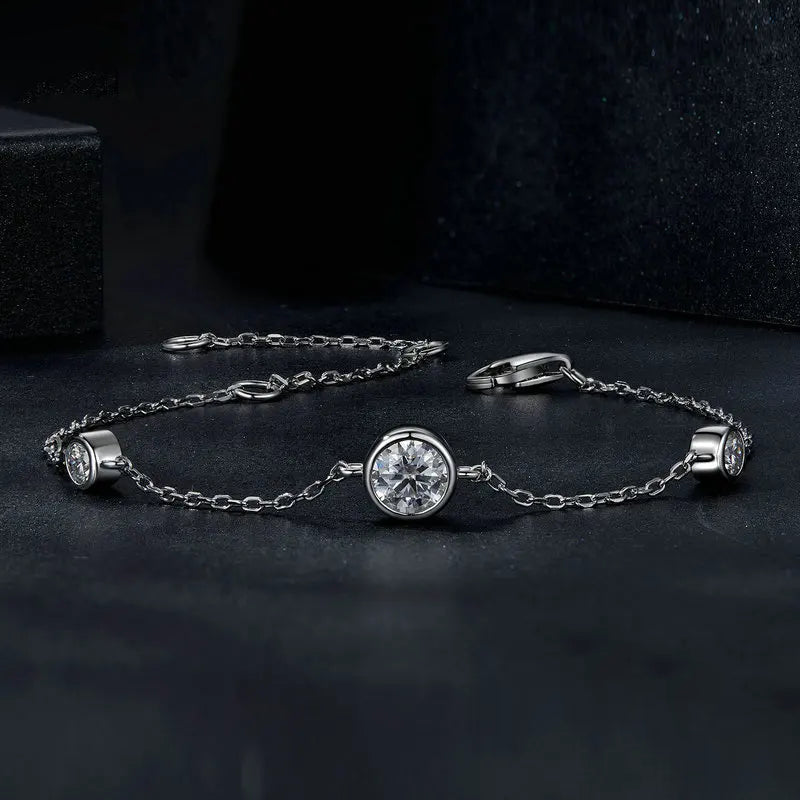 Sterling Silver Moissanite Bracelet – Women’s Diamond Jewelry