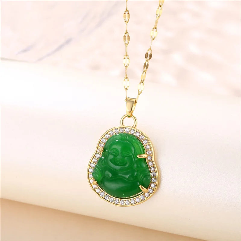 Trendy Green Zircon Pendant Necklace for Women
