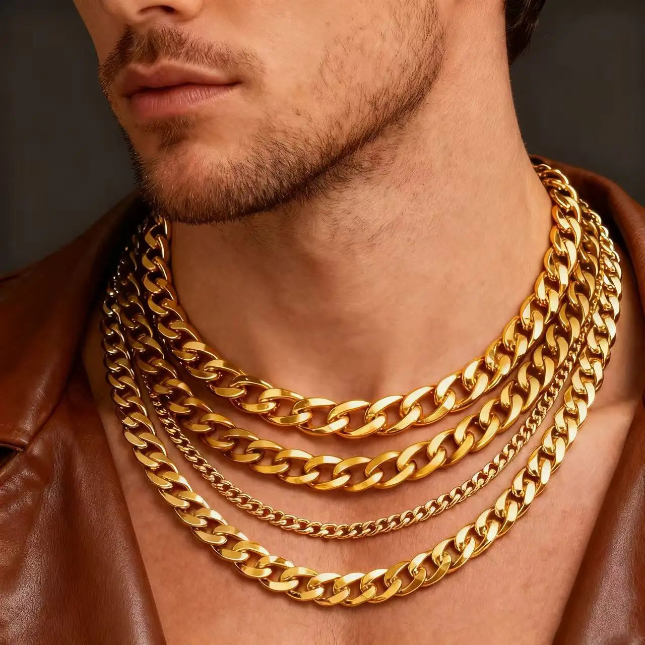 Unisex Stainless Steel Cuban Link Necklace Punk Goth Jewelry