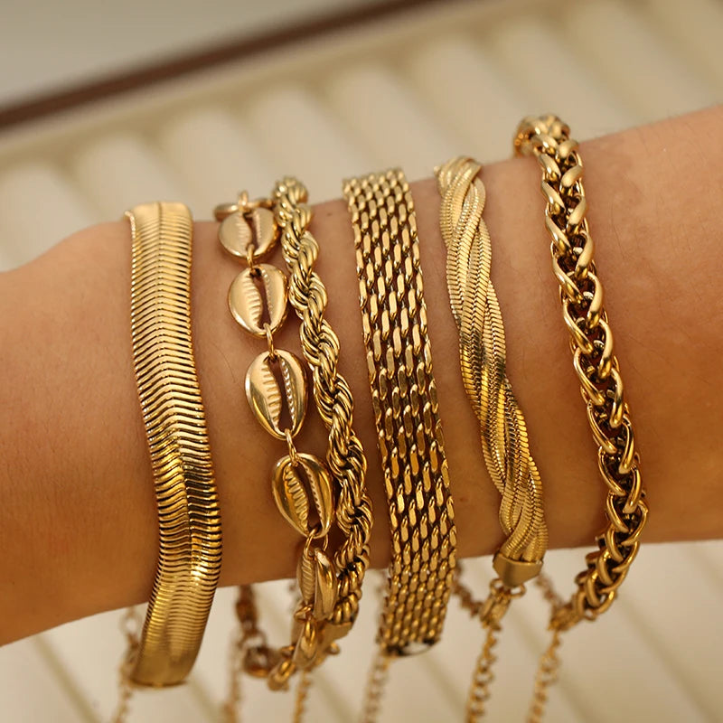 Gold Stainless Steel Unisex Chain Bracelet – 2025 Antiallergic Bangle
