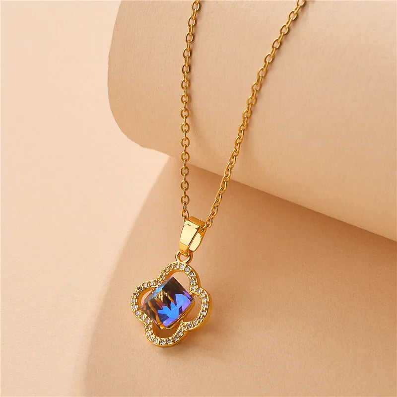 Pendant Stainless Steel Necklace – Korean Fashion for Women